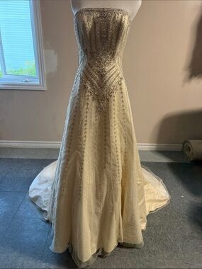Strapless Ivory Beaded Wedding Dress